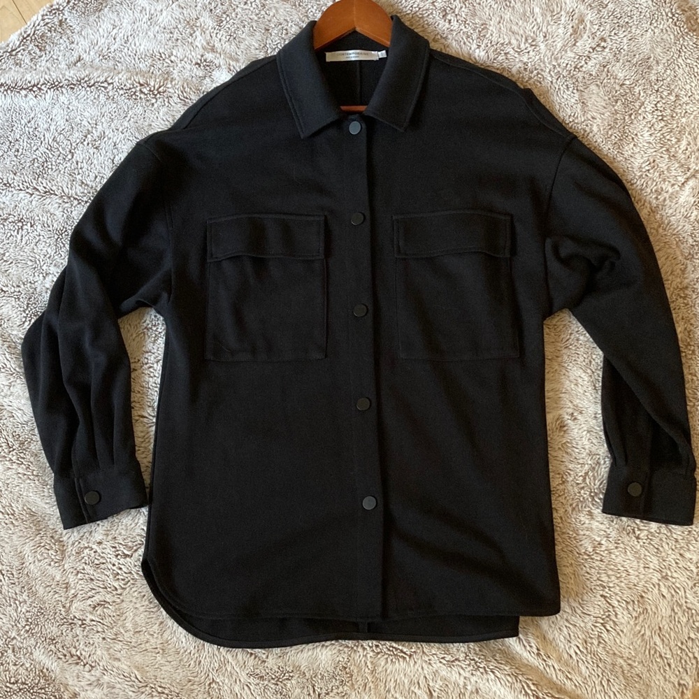 Simons Contemporaine, Black Ponte Snap Shirt Jacket, Oversized, small